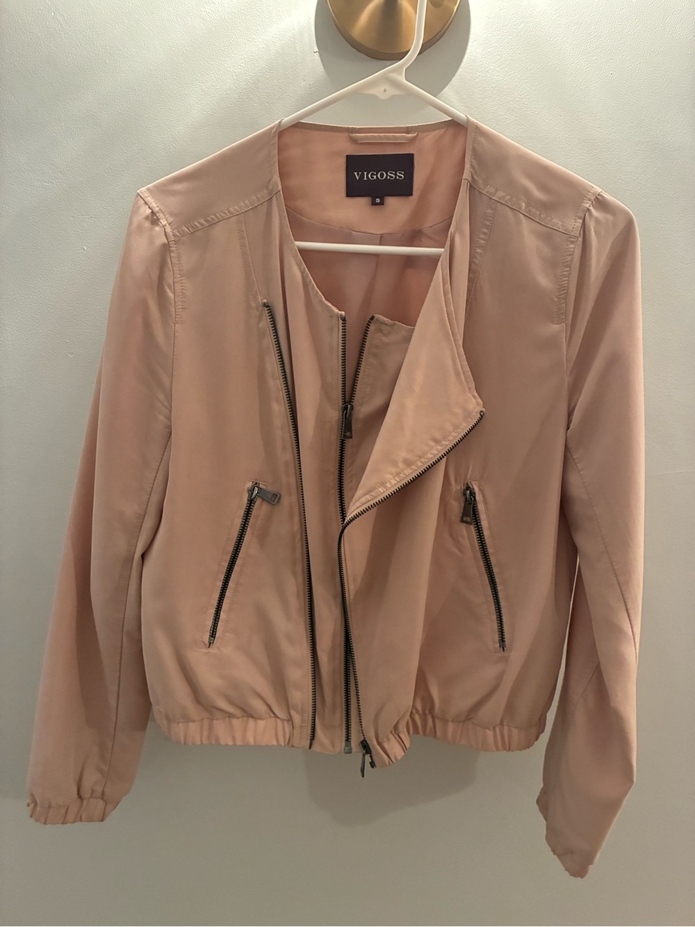 Vigoss Dusty Pink Zipper Bomber Jacket